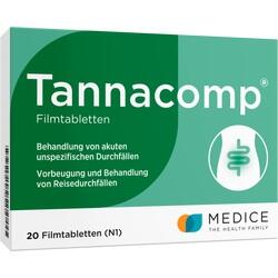 Grüne Verpackung der Tabletten Tannacomp zur Behandlung von Durchfall.