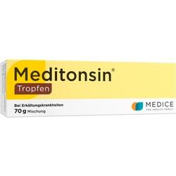 Gelbe Packung Meditonsin Tropfen gegen Erkältungen.